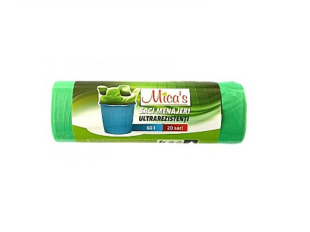 Produse de uz casnic - MICAS Saci Menajeri Ultrarezistenti cu Urechi 60L 20 buc/rola