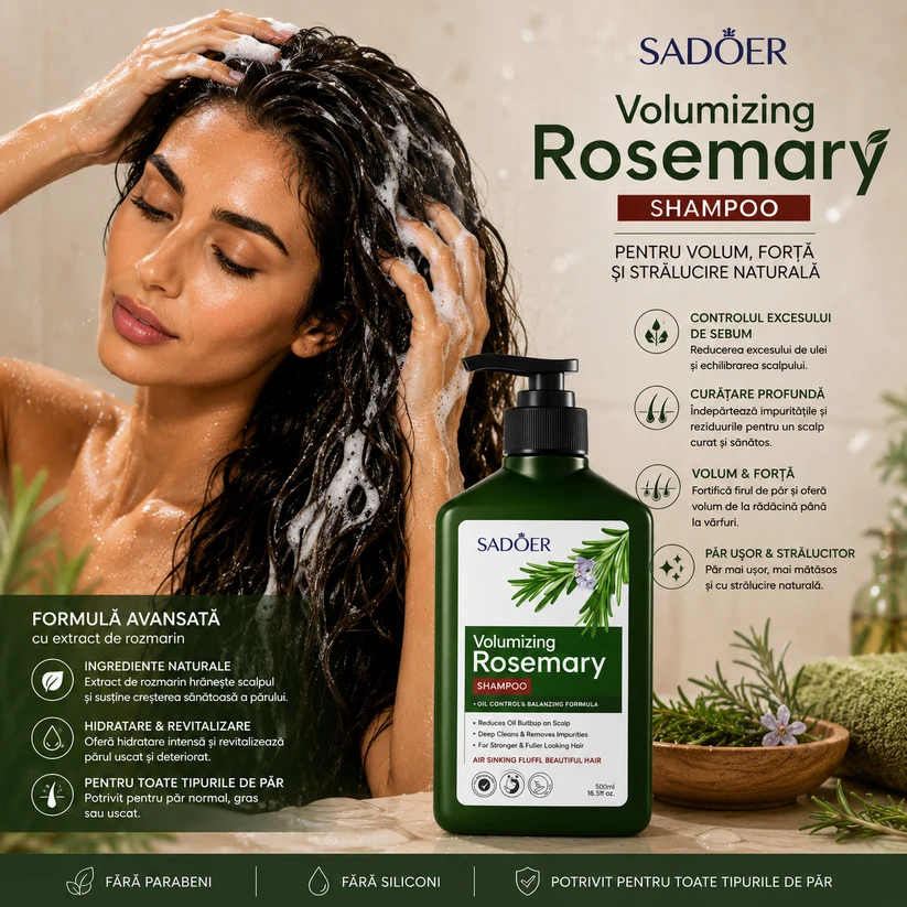SADOER Sampon Fortifiant cu Rozmarin pt Regenerare & Volum 500ml [1]