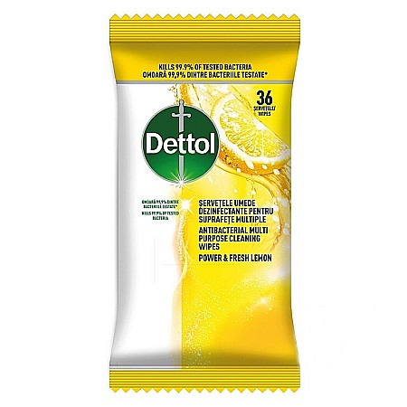 Diverse produse de uz casnic - DETTOL Power & Fresh Lemon Servetele Umede pt Suprafete 36 buc