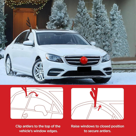 SET Decor Auto pt Craciun, Coarne Ren si Nas Rosu [2]