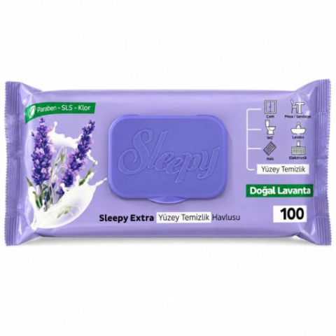 Produse de uz casnic - SLEEPY Extra Servetele Umede Multisuprafete Ulei Natural de Lavanda 100 buc