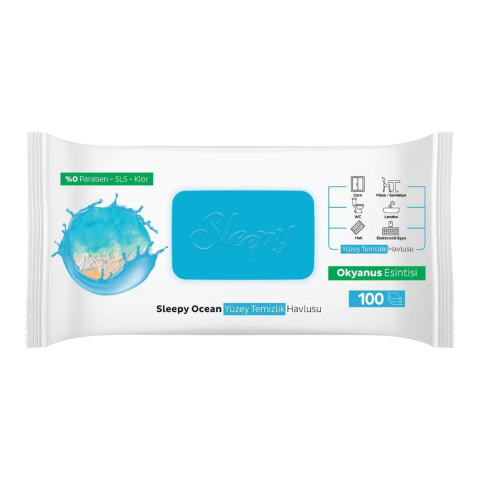 SLEEPY Servetele Umede Curatare Multisuprafete cu Bicarbonat, Otet Alb, Ocean 100 buc [1]