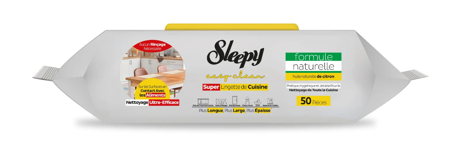 SLEEPY Servetele Umede Kitchen Towel pt Bucatarie cu Ulei Natural de Lamaie 50 buc [3]