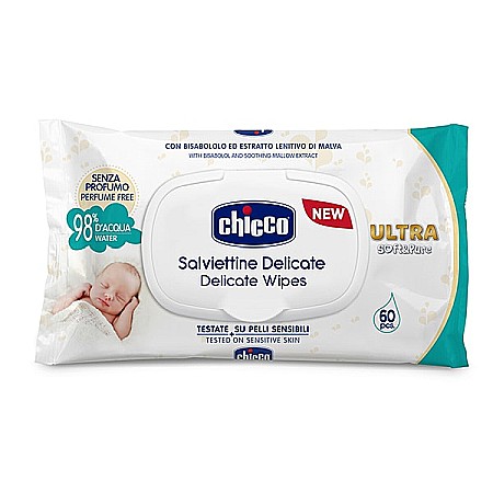 Ingrijire copii - CHICCO Servetelele Umede cu Capac SoftPure 0luni+ 60 buc