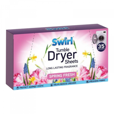 Solutie de intretinere textile - SWIRL Servetele Parfumate pt Haine & Uscator Rufe SPRING FRESH 35 buc