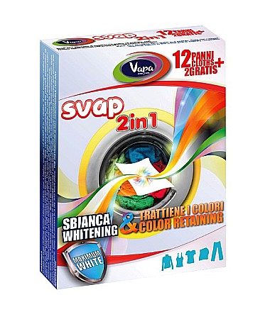 Solutie de intretinere textile - VAPA Servetele Anti Decolorare ALBE 12+2BUC/SET