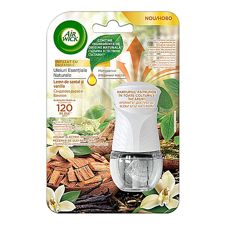 Odorizante - AirWick Aparat Odorizant Priza + Rezerva 19 ml Lemn de Santal & Vanilie
