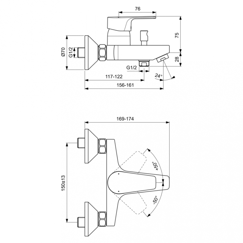 Baterie pentru cada si dus CERAFINE D cu divertor automat Ideal Standard [2]