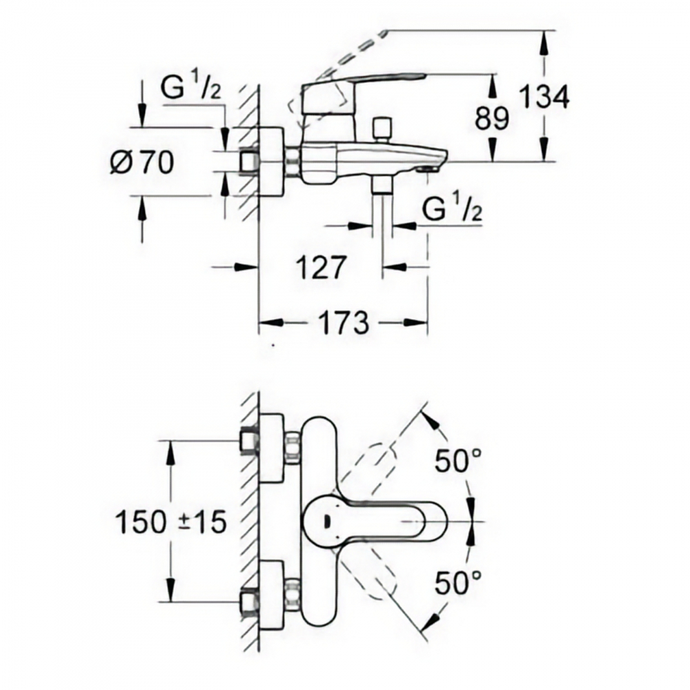 Baterie cada Grohe Eurostyle Cosmopolitan, crom [2]
