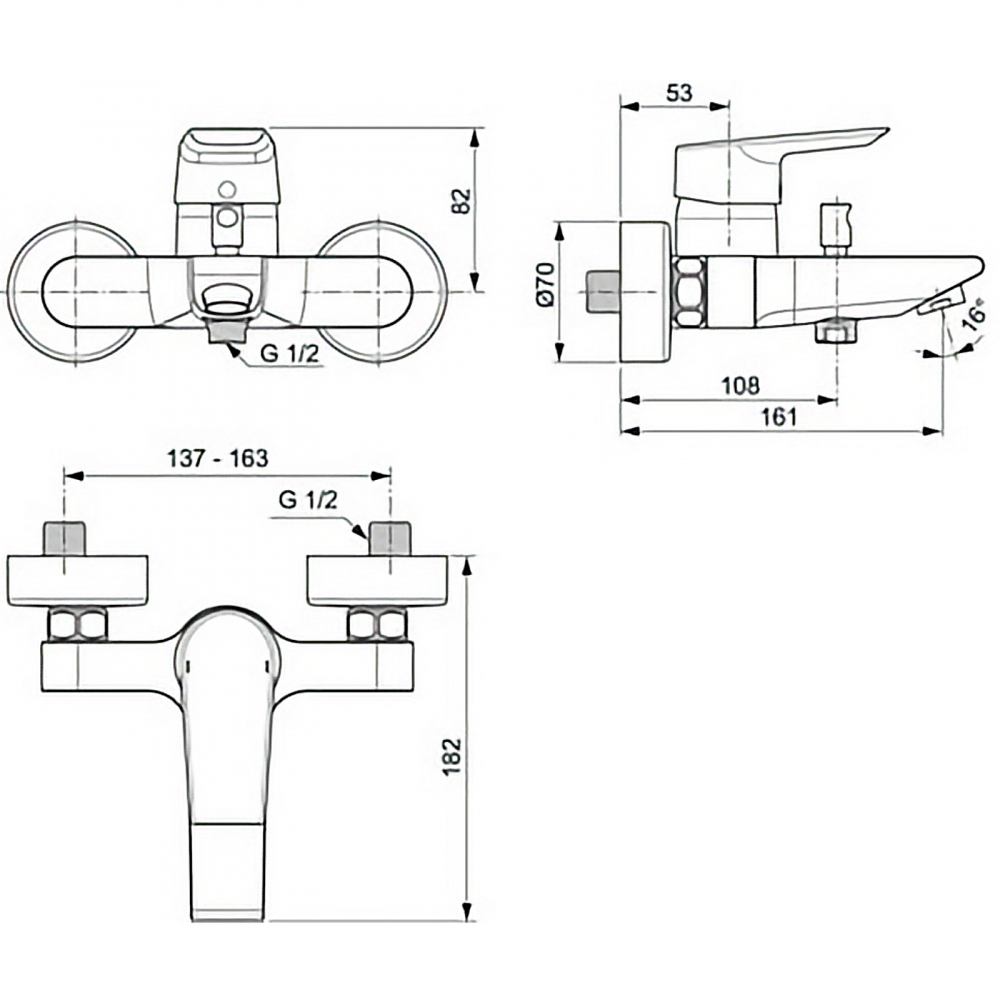 Baterie cada si dus, pe perete TESI Ideal Standard [4]