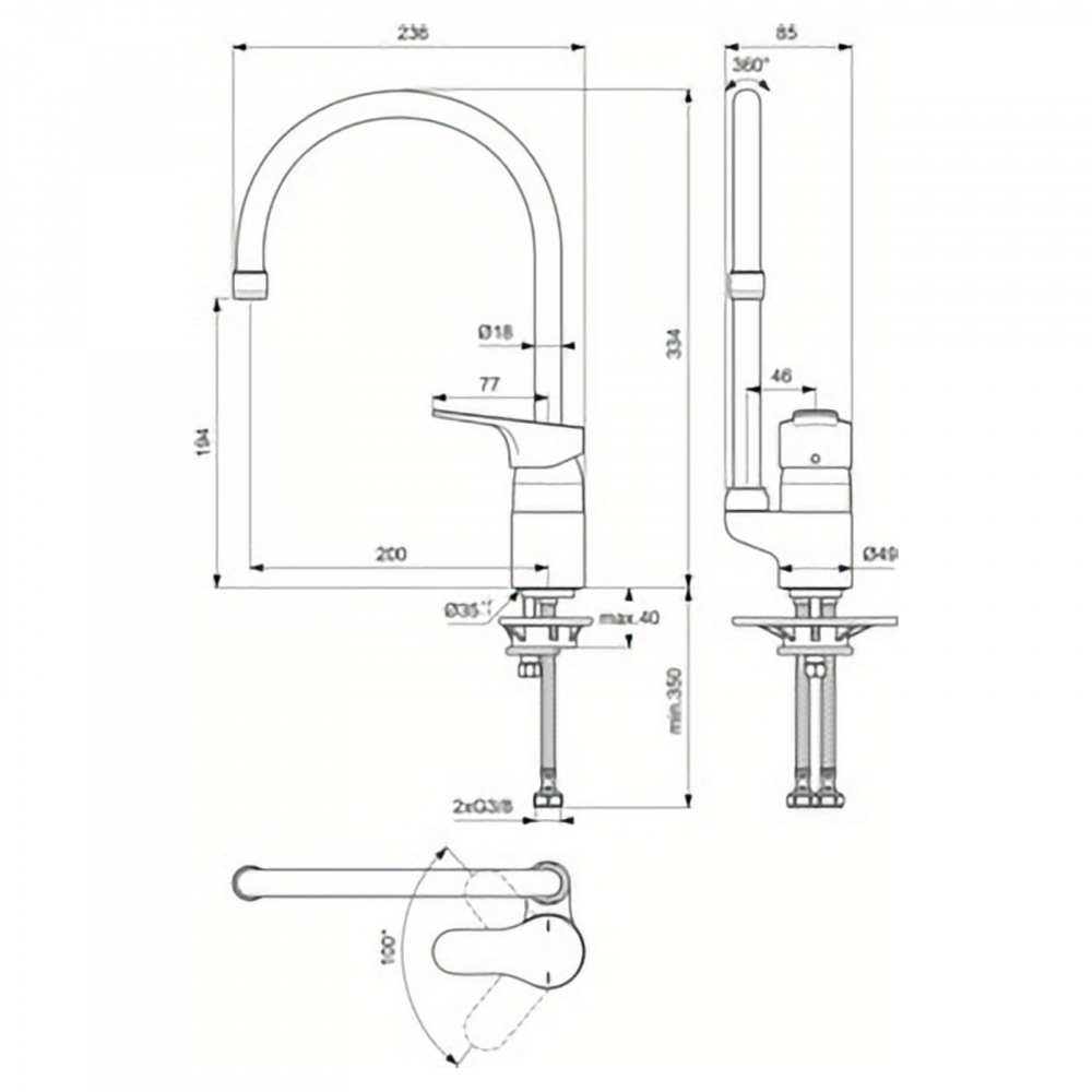 Baterie bucatarie cu pipa tubulara inalta CERABASE Crom Ideal Standard [4]