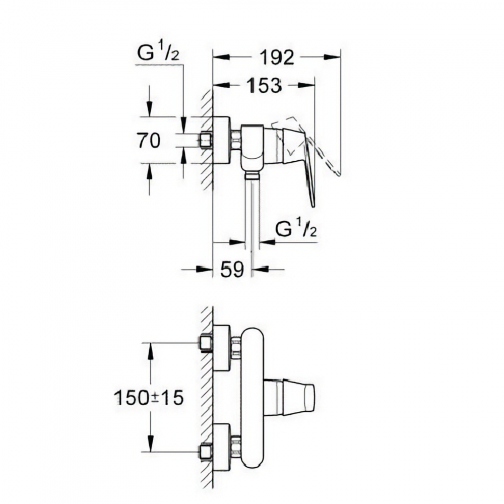 Baterie dus Grohe Eurosmart Cosmopolitan, crom [2]