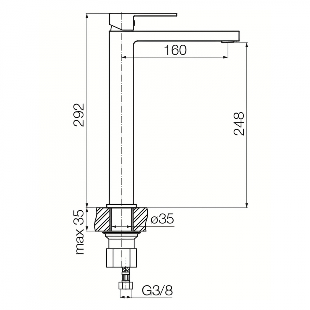 Baterie stativa inalta pentru lavoar ARS Satin Copper Valvex [2]