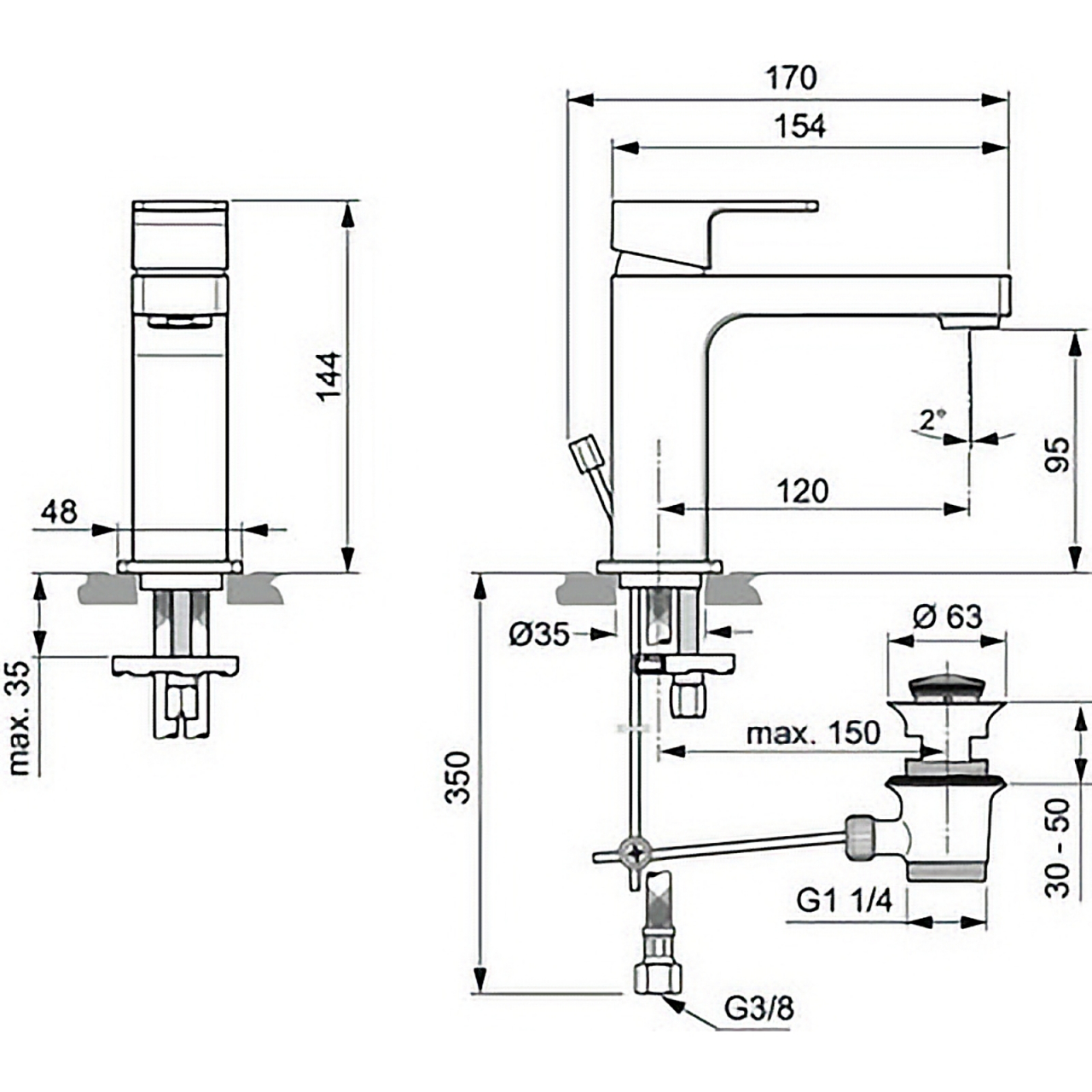 Baterie pentru lavoar EDGE cu ventil metalic Ideal Standard [4]
