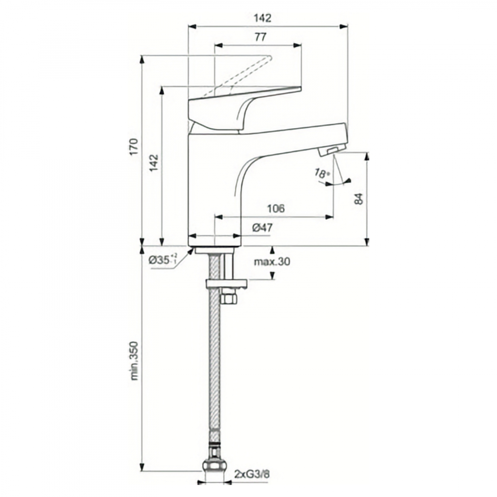 Baterie pentru lavoar H80 CERABASE Crom Ideal Standard [4]