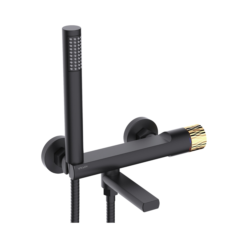 Baterie pentru cada si dus cu montaj pe perete DECOR Black&Gold Valvex [1]