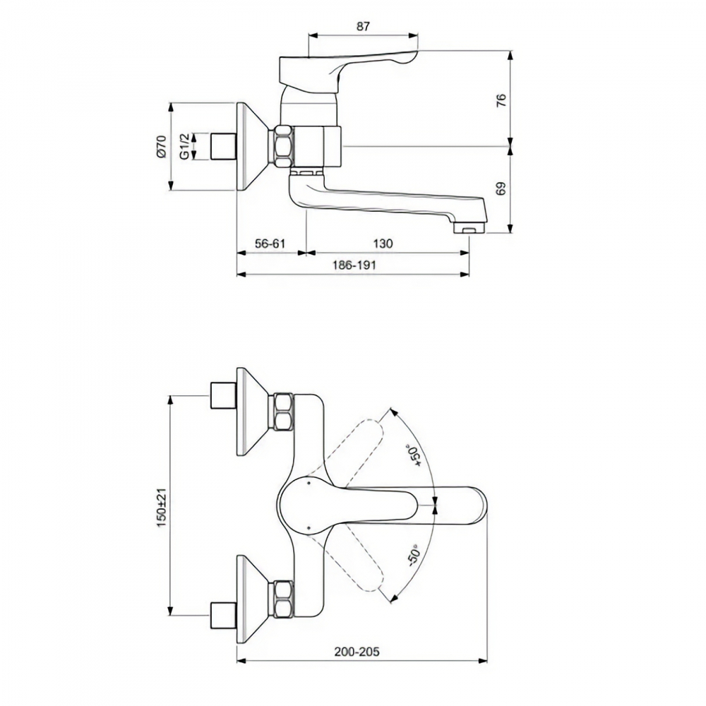 Baterie pentru lavoar ALPHA de perete Ideal Standard [2]