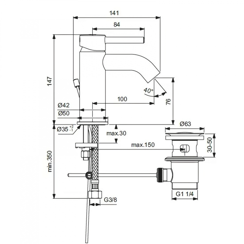 Baterie pentru lavoar CERALINE Crom Ideal Standard [4]