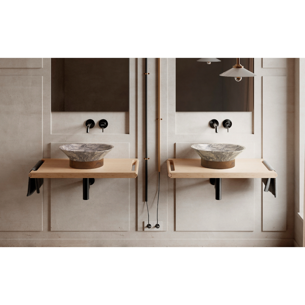 Blat pentru lavoar Bathco MEKONG din bambus 800x450x40 mm [3]
