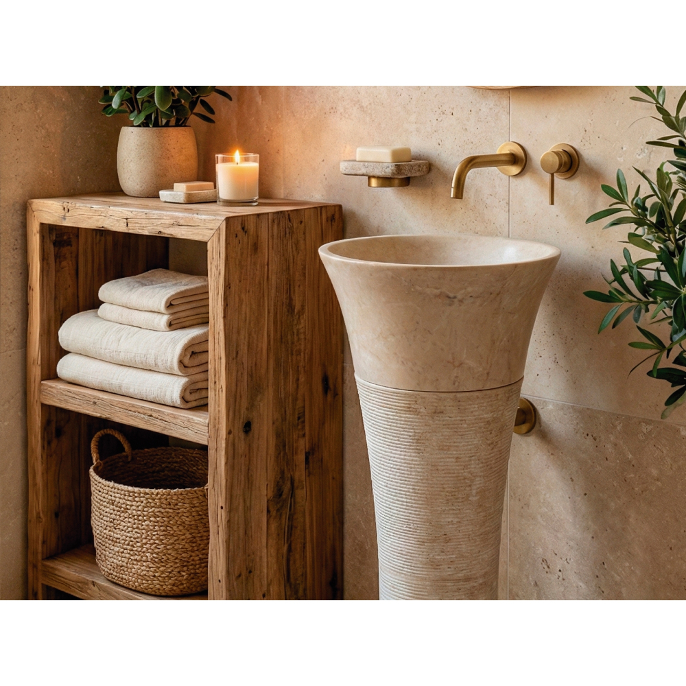 Lavoar tip coloana Bathco BORACAY PEDESTAL BEIGE 450x900 mm [3]