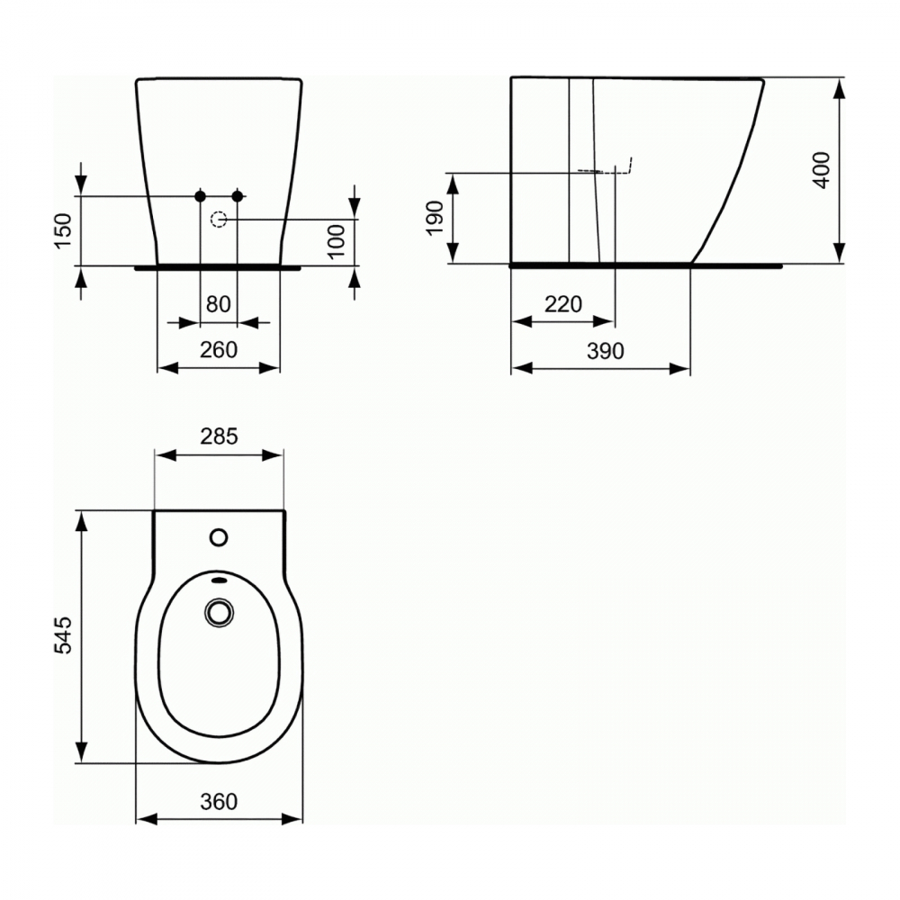 Bideu stativ lipit de perete CONNECT BTW Ideal Standard [2]