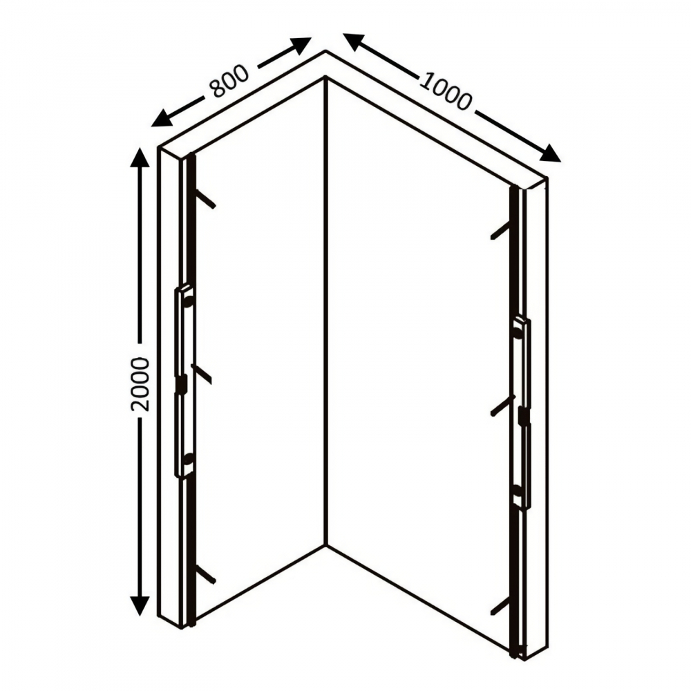 Cabina de dus dreptunghiulara INFINITY 100 x 80 x 200, finisaj negru mat, usa culisanta, sticla 6 mm Belform [6]