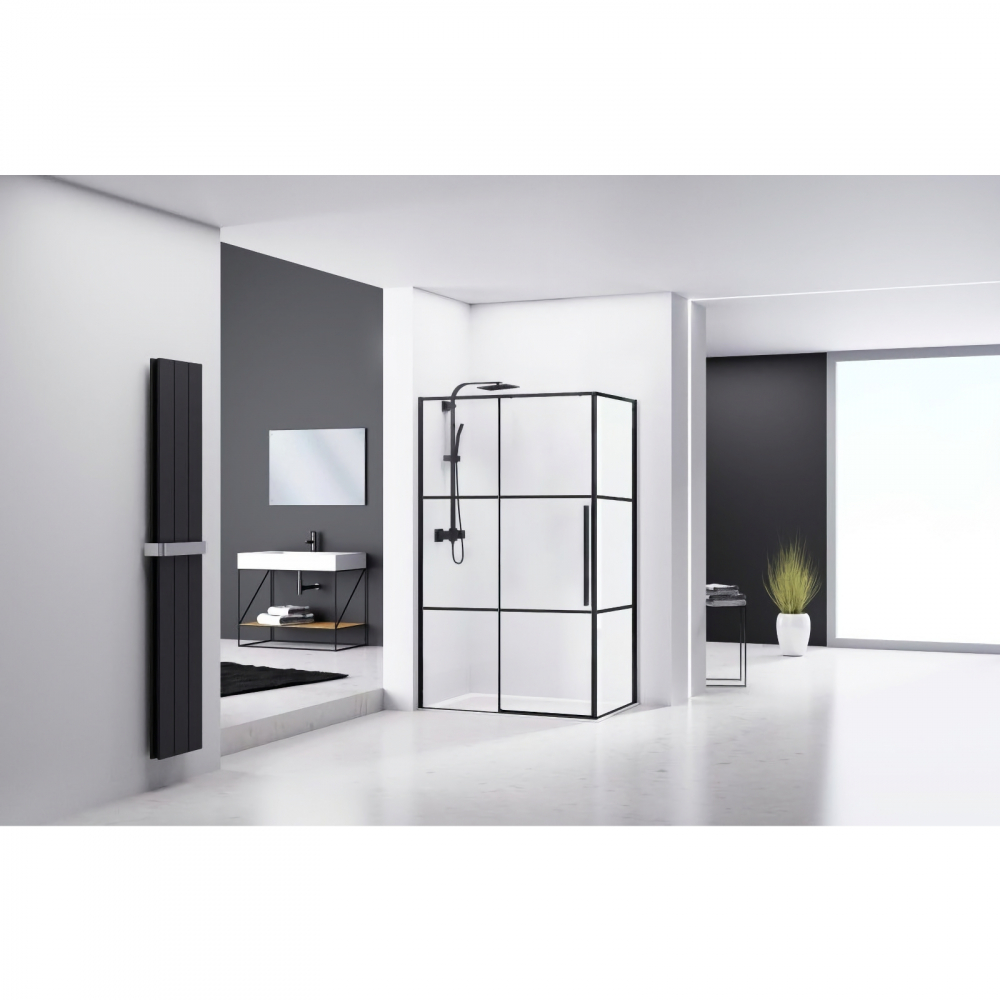 Cabina de dus dreptunghiulara INFINITY 100 x 80 x 200, finisaj negru mat, usa culisanta, sticla 6 mm Belform [3]