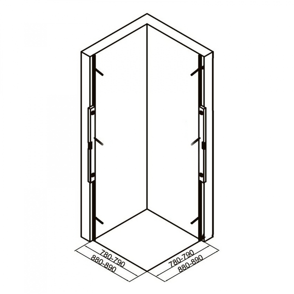 Cabina de dus patrata 80 x 80 x 200, finisaj negru mat, 2 usi culisante, sticla 6 mm INFINITY  Belform [6]