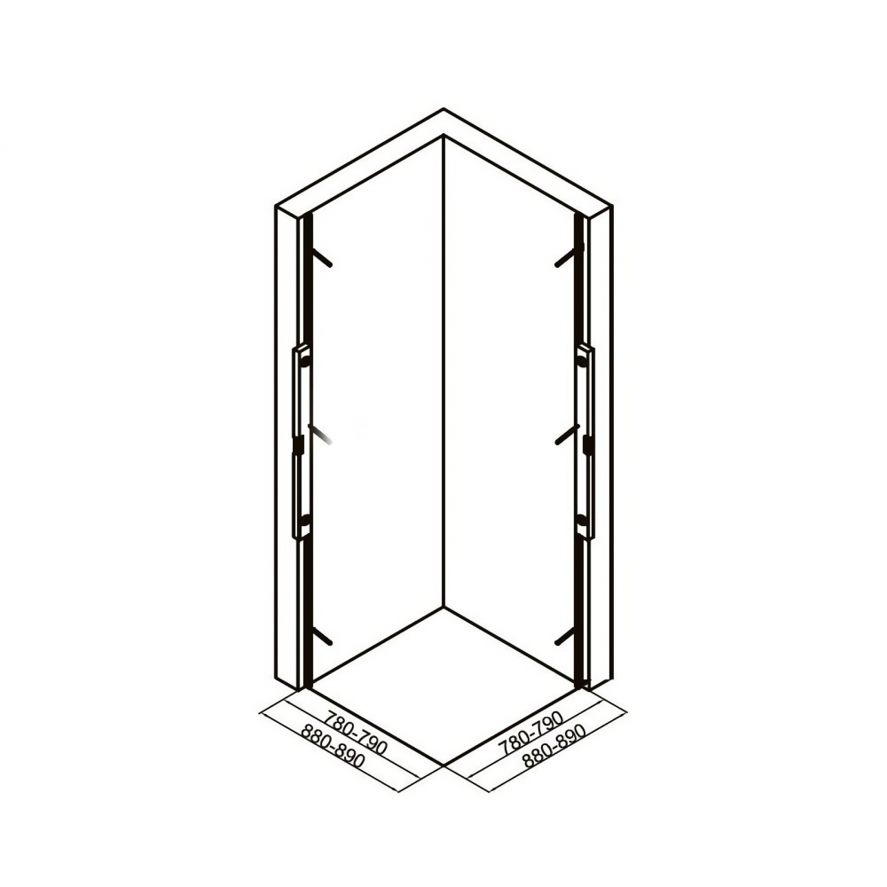 Cabina de dus pentagonala 80 x 80 x 200, finisaj negru mat, usa batanta, sticla 6 mm INFINITY Belform [5]