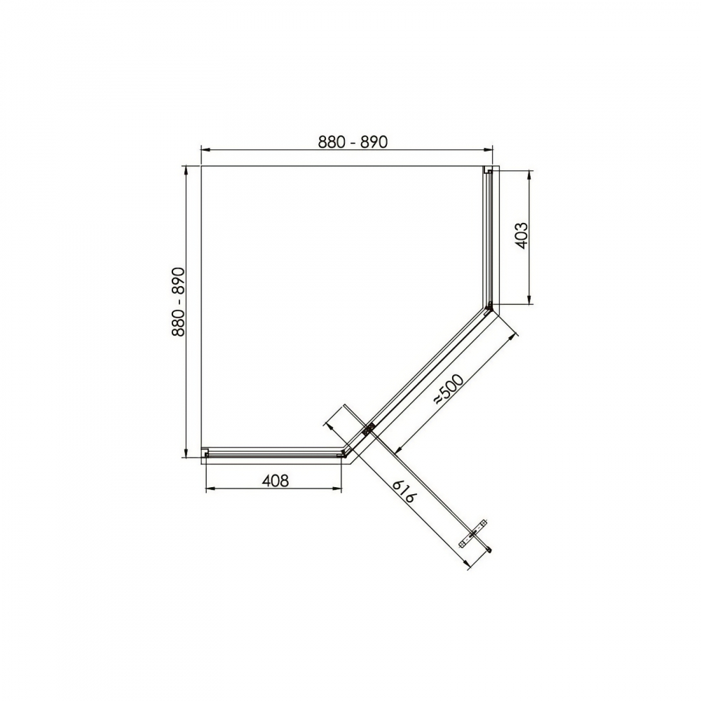 Cabina de dus pentagonala 90 x 90 x 200, finisaj negru mat, usa batanta, sticla 6 mm INFINITY Belform [6]