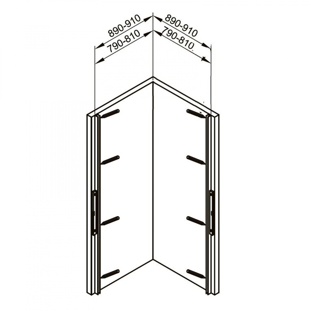 Cabina de dus semitorunda 80 x 80 x 200, finisaj negru mat, 2 usi batante, sticla clara 6 mm INFINITY  Belform [6]