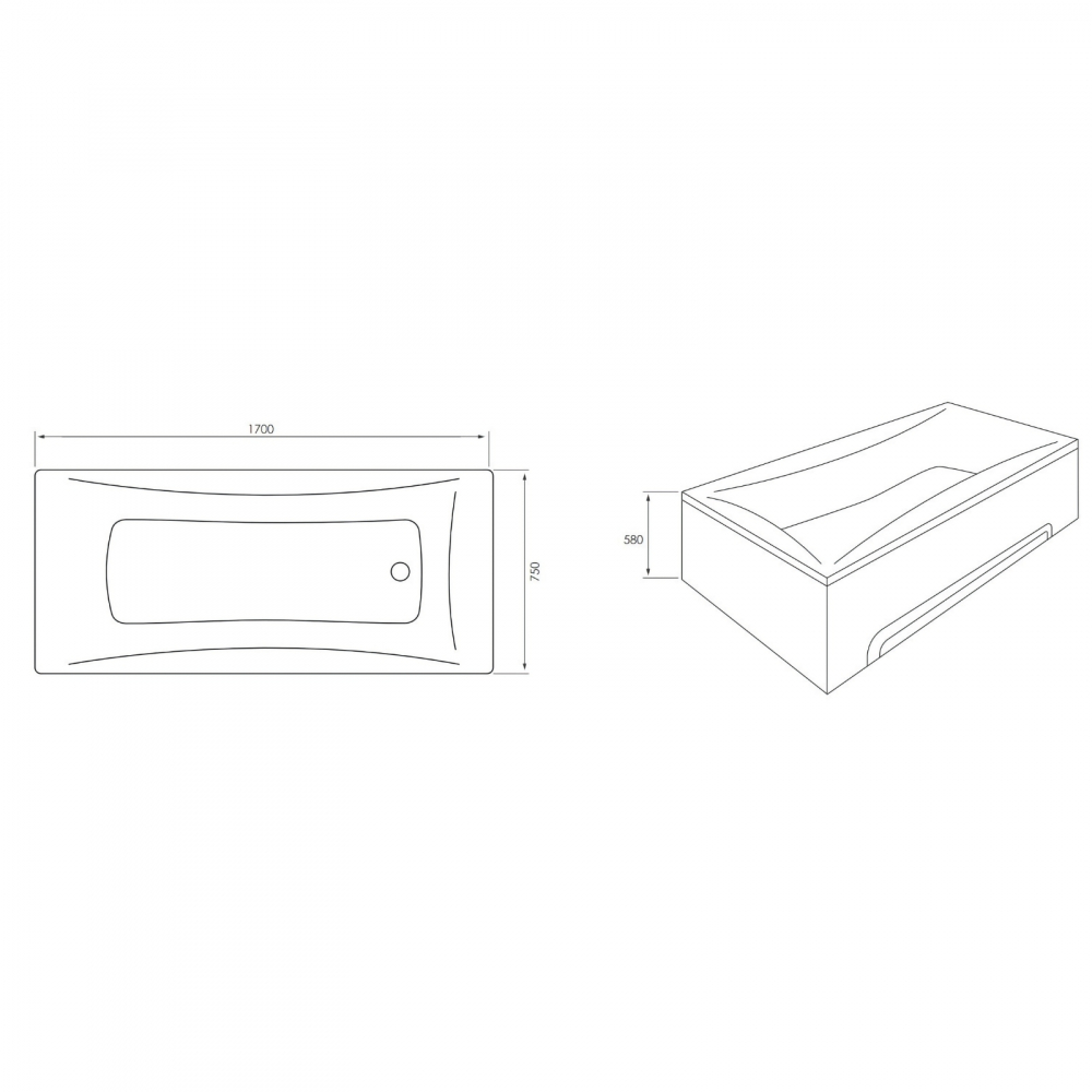 Cada de baie Fanse, alb 170 x 75 x 45 cm Fibrex [2]