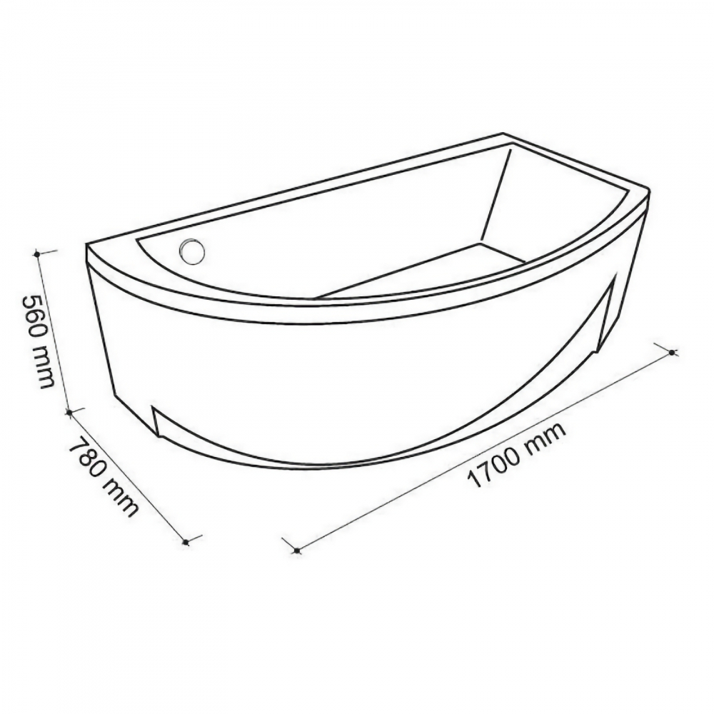 Cada de baie Neo, dreapta, alb 170 x 78 x 43 cm Fibrex [5]