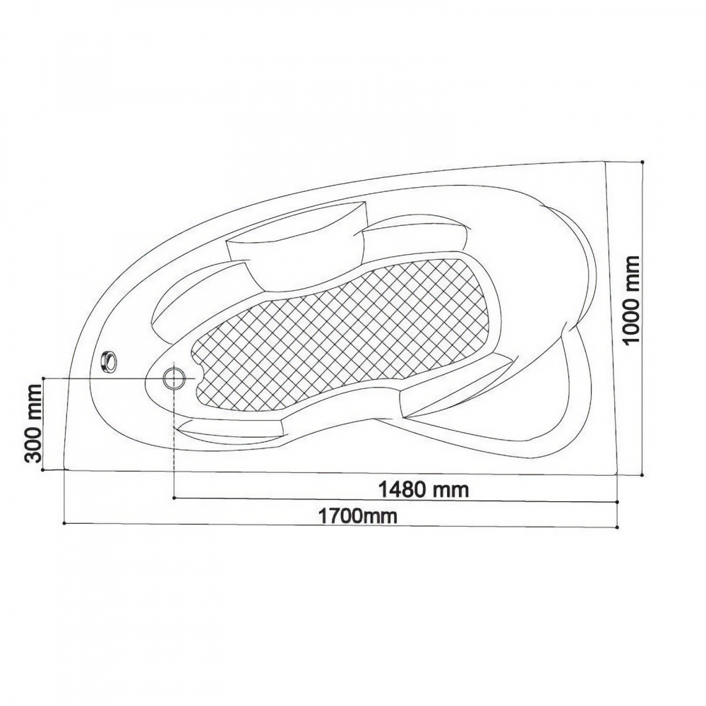 Cada de baie Nicole, stanga, alb 170 x 100 x 40.5 cm Fibrex [2]