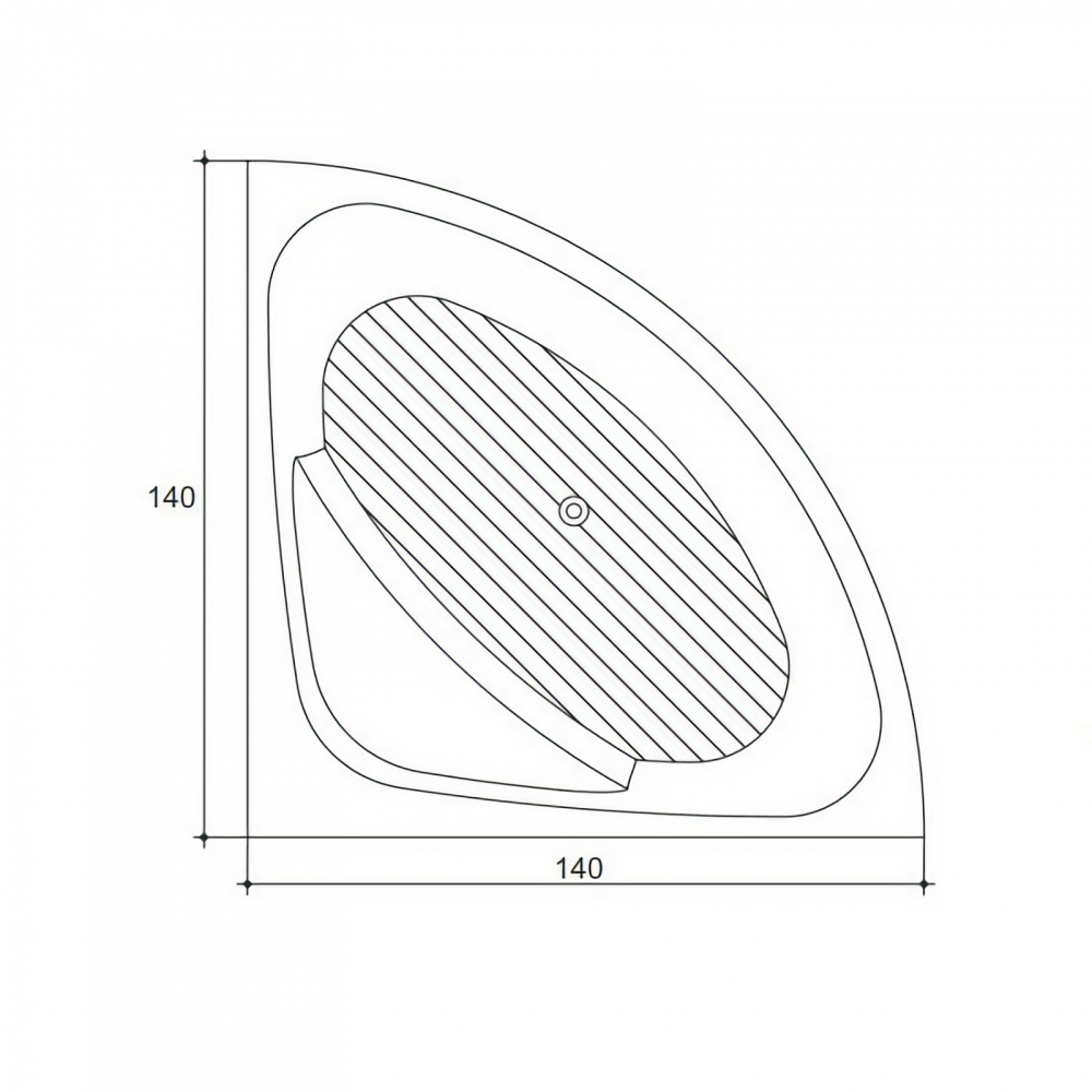 Cada de baie Sense III, de colt, alb 140 x 140 x 45 cm Fibrex [3]