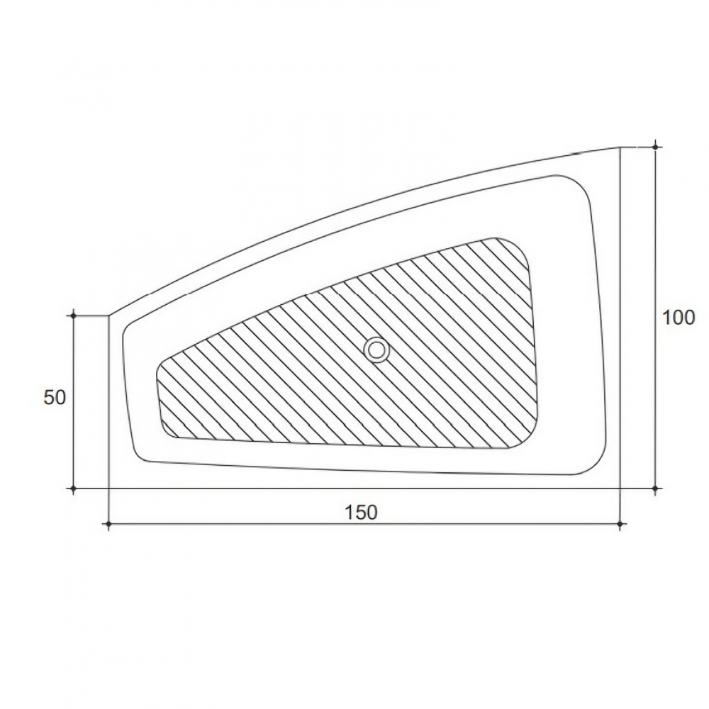 Cada de baie Sense II, asimetrica, dreapta, alb 150 x 100 x 45 cm Fibrex [4]
