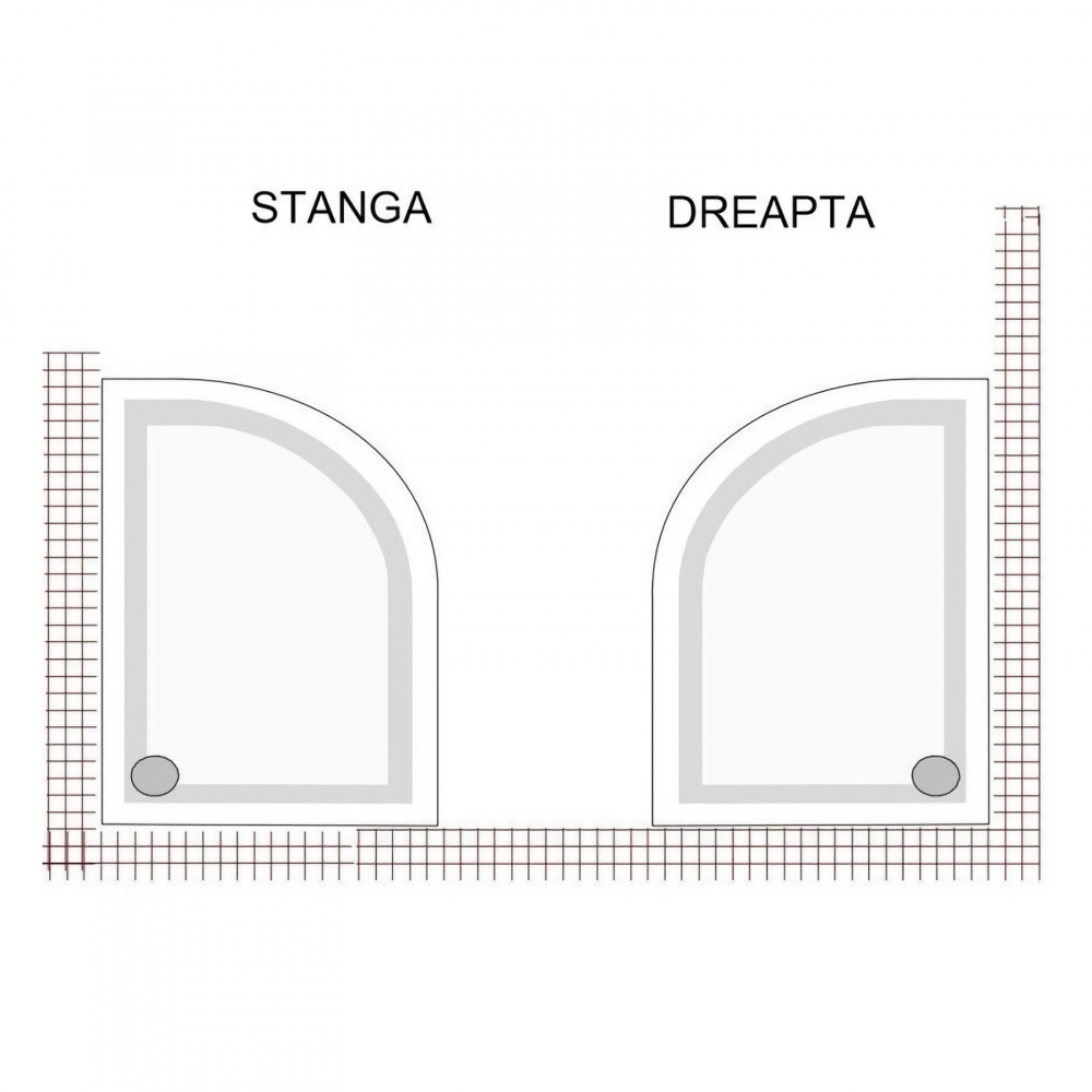 Cadita de dus Semirotunda dreapta CUBO 120 x 80 cm Belform [3]