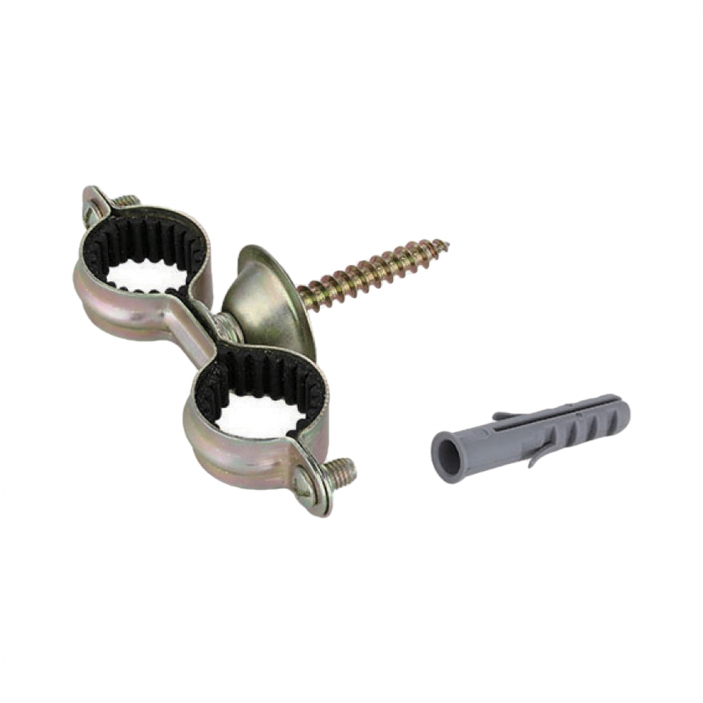 Colier dublu cu prezon si diblu pentru fixare teava cupru D.15 mm EVP [1]