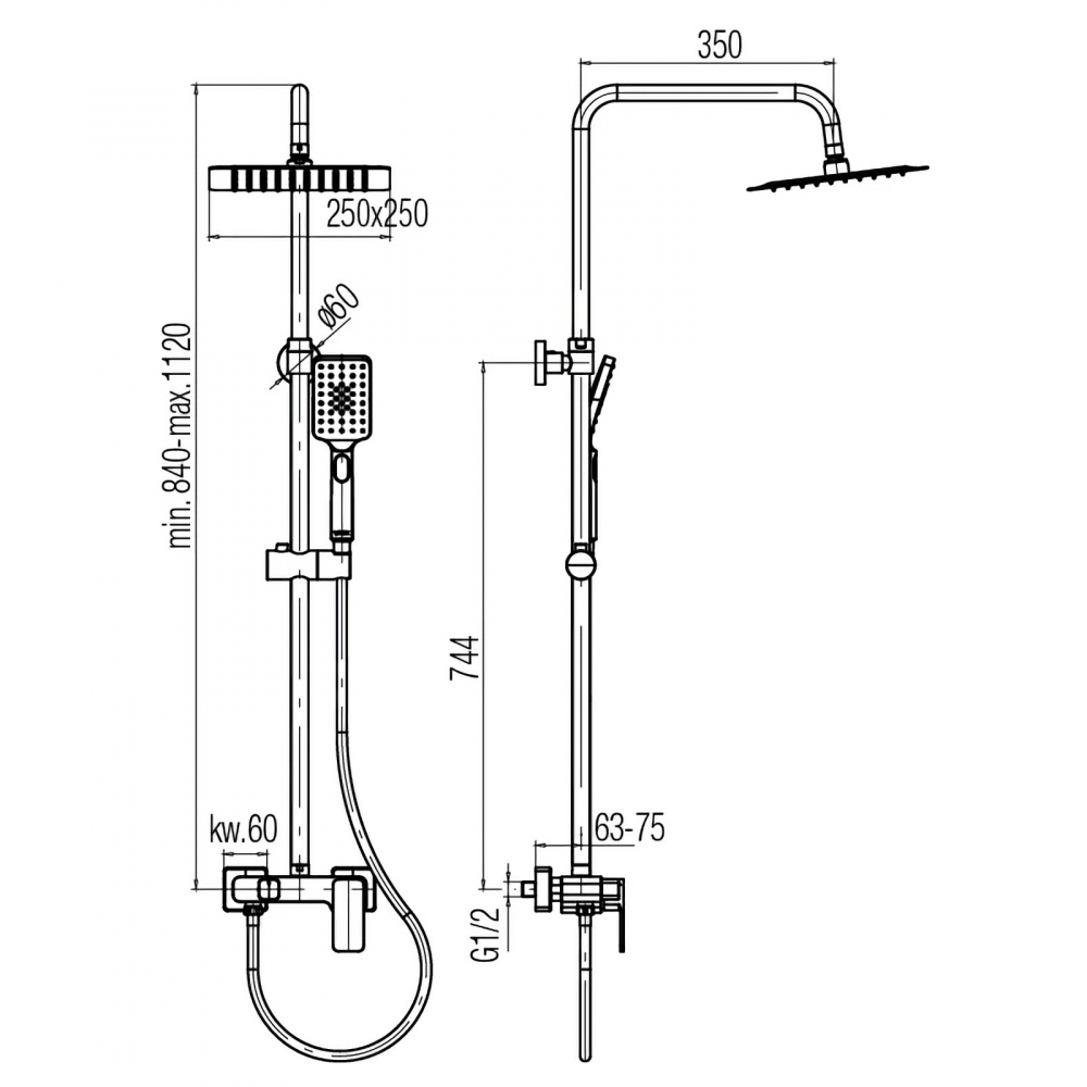 Coloana de dus cu robinet mixer LOFT Gold Valvex [2]