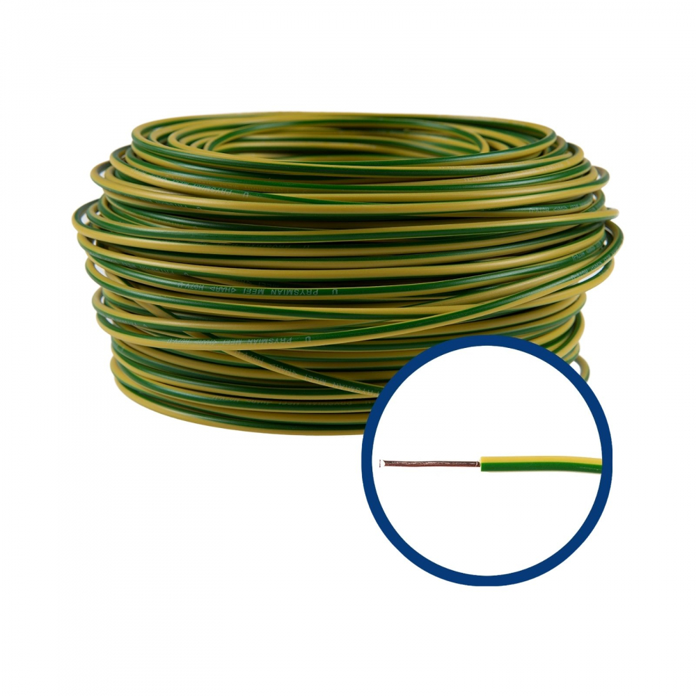 Conductor electric unifilar FY H07V-U, izolatie PVC, 1.5 mmp, 50 m, galben-verde [1]