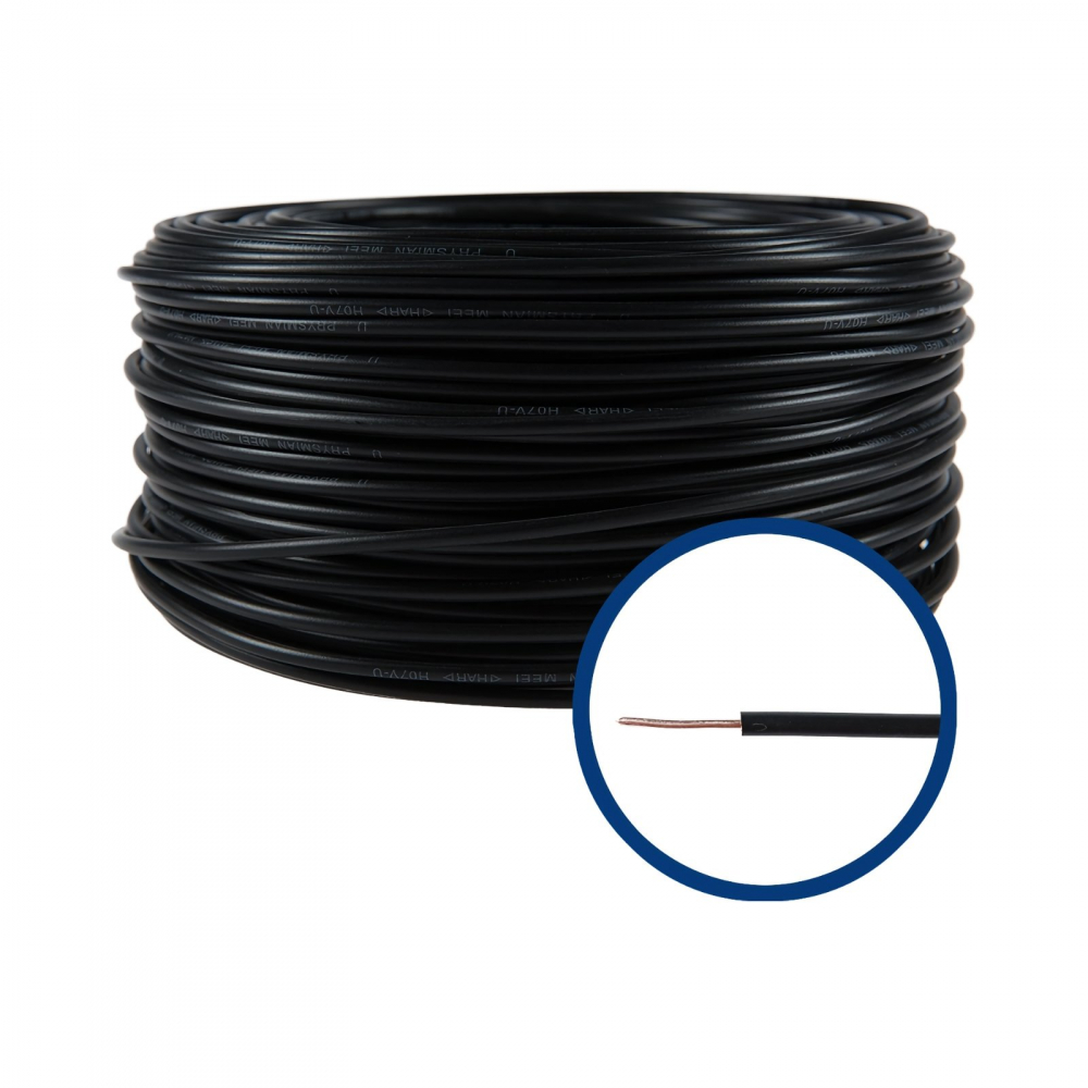 Conductor electric unifilar FY H07V-U, izolatie PVC, 1.5 mmp, 100 m, negru [1]