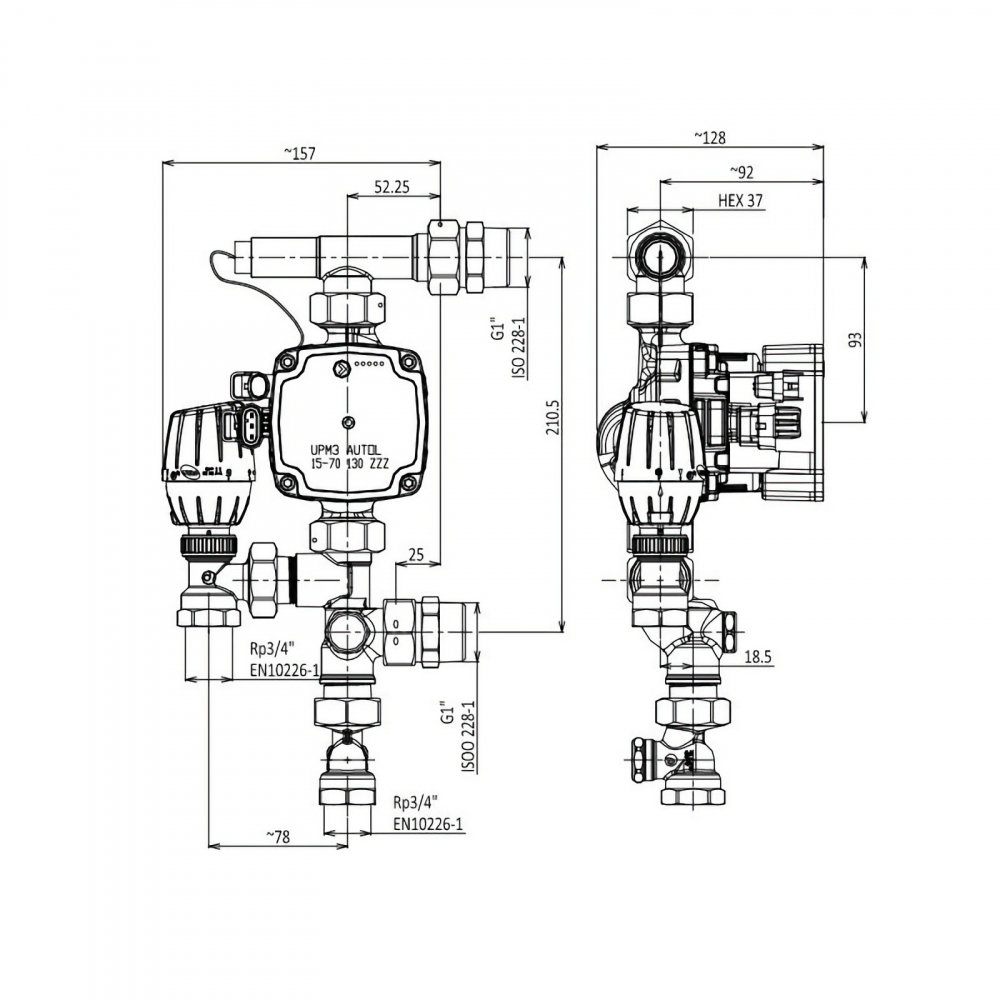 Kit amestec PexKIT incalzire pardoseala Mini I cu pompa Grundfos Valrom [2]
