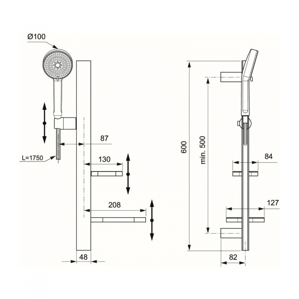 Kit de dus 600mm Idealrain Alu+ Rose Ideal Standard [2]