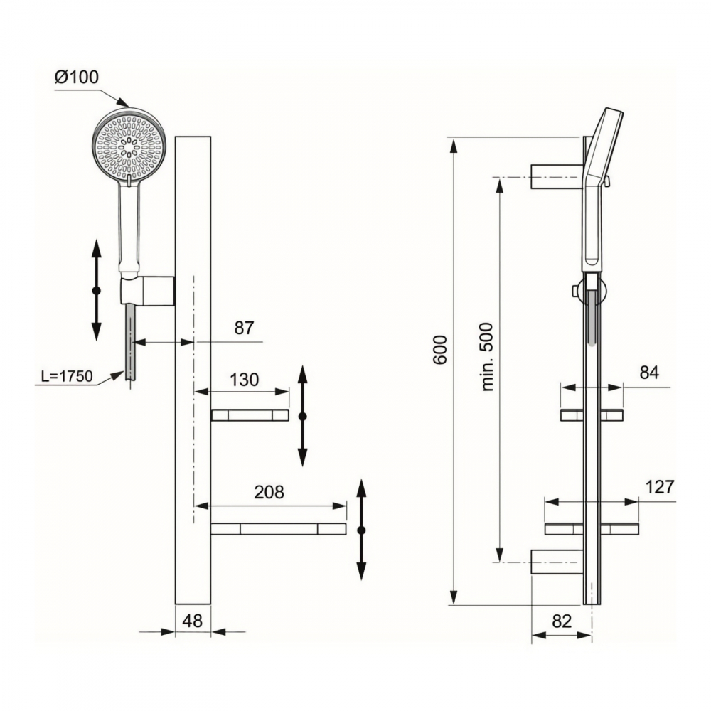 Kit de dus 600mm Idealrain Alu+ Silver Ideal Standard [2]