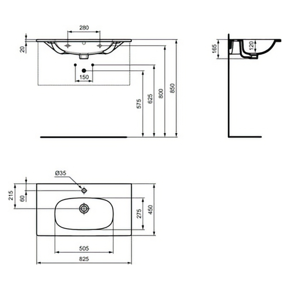 Lavoar 80 cm TESI pentru montaj pe mobilier alb Ideal Standard [6]
