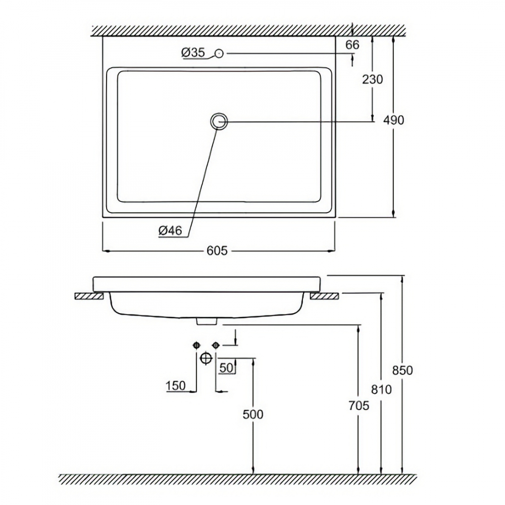 Lavoar Grohe Cube Ceramic 60 x 49 cm, montaj incastrat, tratament PureGuard [2]