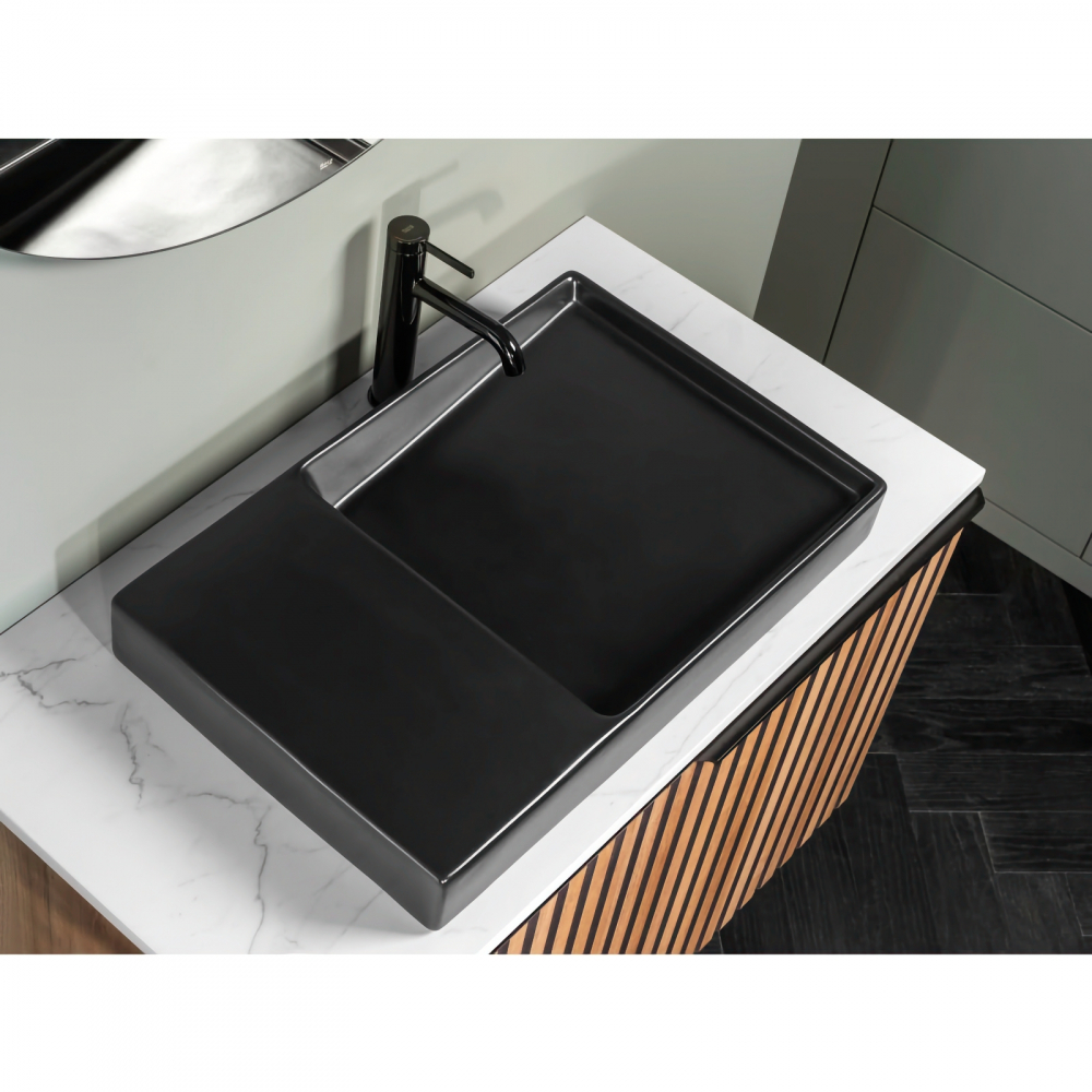 Lavoar pe blat din portelan Dash Horizon 60 cm negru mat Roca [3]