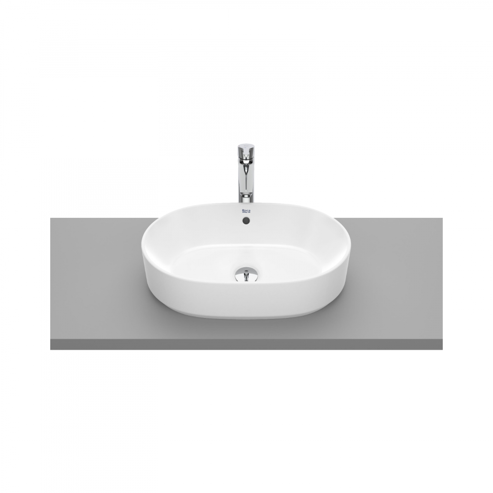 Lavoar pe blat, din portlan The Gap oval 550 x 390 mm alb Roca [1]