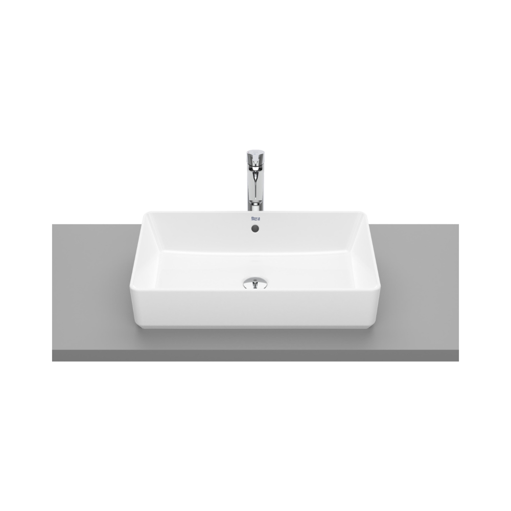 Lavoar pe blat, din portlan The Gap 600 x 370 x 130 mm dreptunghiular alb Roca [1]