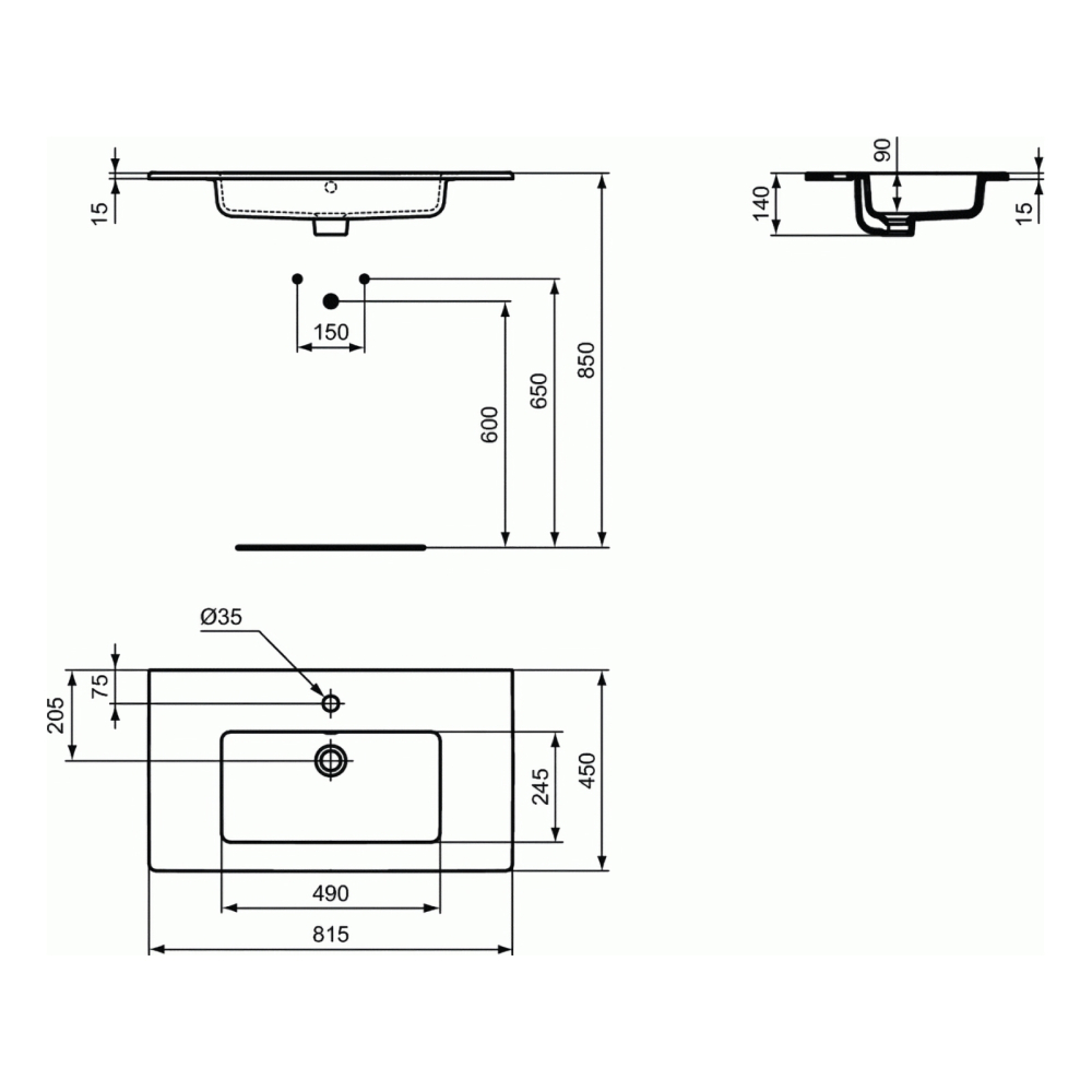 Lavoar TEMPO 81 cm incastrat Ideal Standard [3]